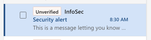Picture of unverified email